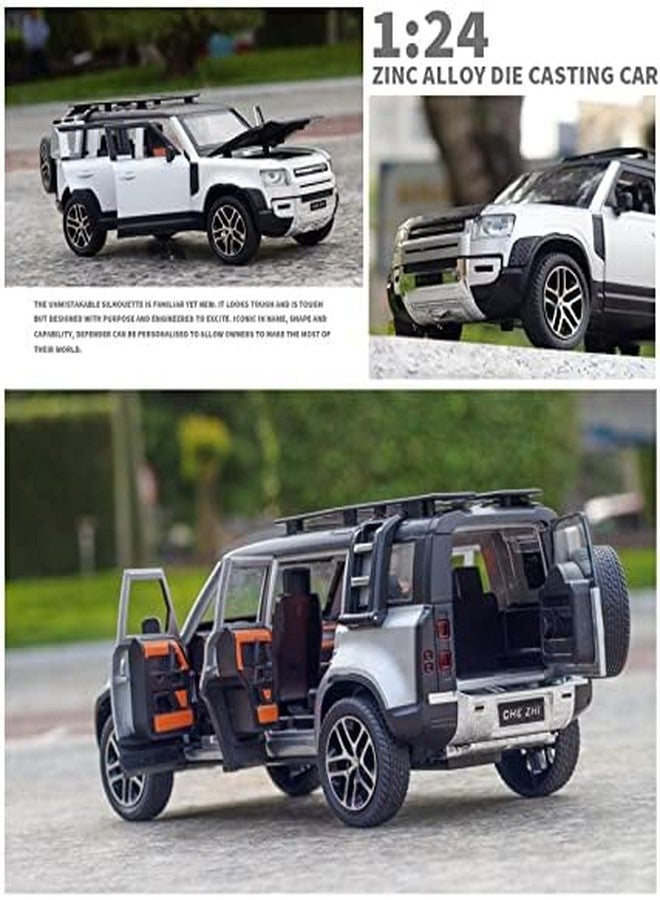 KENIRY Exclusive Alloy Metal Pull Back Die-cast Car Scale Model with Sound Light Mini Auto Toy for Kids Metal Model Toy Car with Sound and Light (1.24 Scale-Defender -White) - Image 3